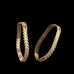 Openwork Twin Line Gold Bangles
