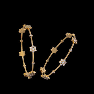 Diamond Floral Star Gold Bangles
