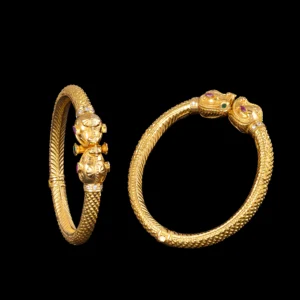Textured Animal Head Gold Kada Bangles