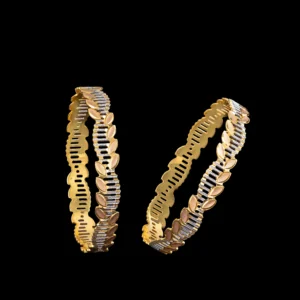 Wave Pattern Diamond Gold Bangles