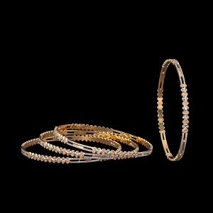 Slim Diamond Floral Gold Bangles