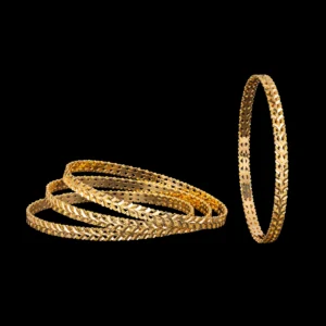 Textured Cutwork Slim Gold Bangles
