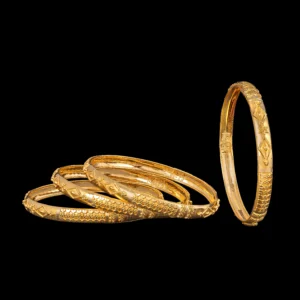Floral Engraved Traditional Gold Bangles