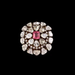 Polki Diamond Ruby Cocktail Gold Ring