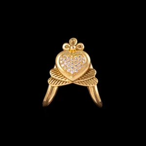 Diamond Heart Motif Gold Ring