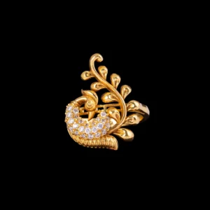 Diamond Peacock Sculptural Gold Ring