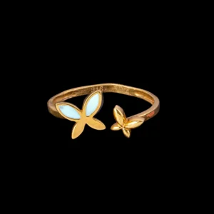 Butterfly Open Gold Ring with Diamond Accents