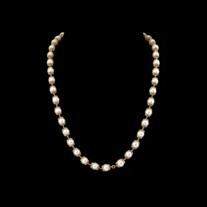 Classic Pearl Gold Necklace with Bead Spacers