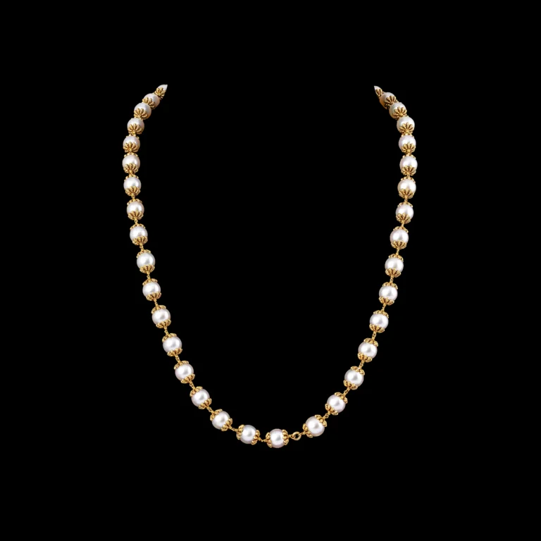 Classic Pearl Gold Necklace with Bead Spacers