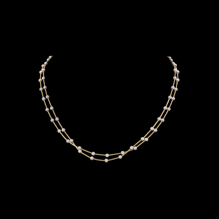 Double Strand Delicate Pearl Gold Necklace