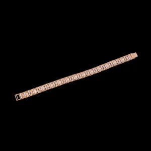 Two Tone Rectangular Link Gold Bracelet
