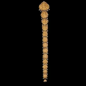 Lakshmi Temple Bridal Gold Jada with Pearl Drops