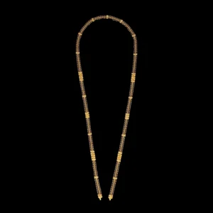 Long Black Beads Gold Mangalsutra with Gold Spacers