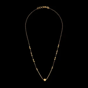 Minimal Heart Pendant Black Beads Gold Mangalsutra
