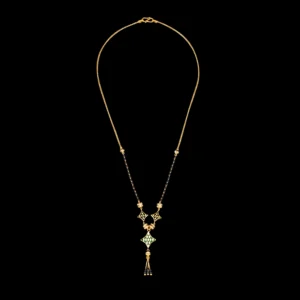 Geometric Drop Black Beads Gold Mangalsutra