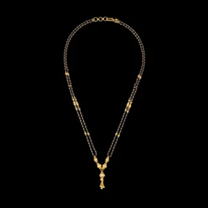 Double Line Black Beads Gold Mangalsutra with Y Pendant
