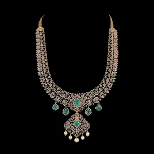 Emerald Drop Floral Cluster Diamond Haram