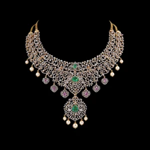 Emerald Ruby Diamond Necklace with Pendant