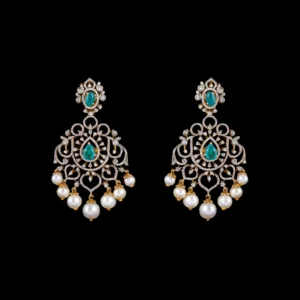 Pear Emerald Diamond Chandbali Earrings