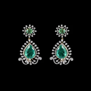 Statement Emerald Diamond Drop Earrings