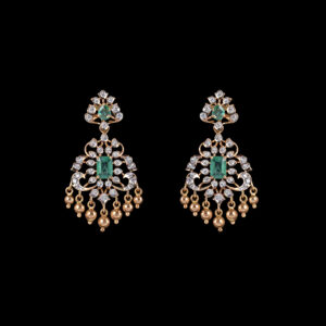 Emerald Centre Diamond Chandbali Earrings