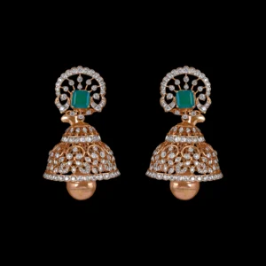 Square Emerald Diamond Jhumka Earrings