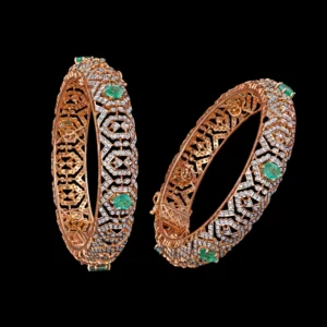 Geometric Emerald Diamond Bangles