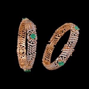Layered Lattice Emerald Diamond Bangles