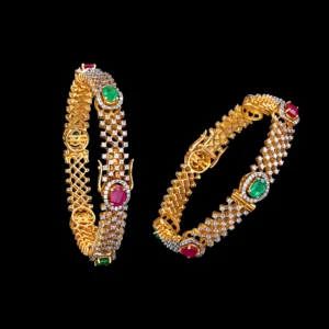 Ruby & Emerald Traditional Diamond Bangles