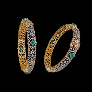 Rectangular Emerald Geometric Diamond Bangles