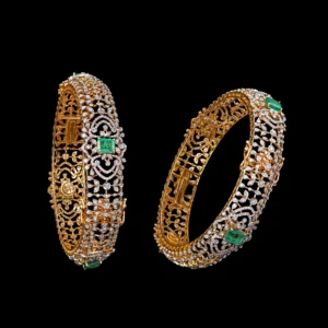 Floral Emerald Statement Diamond Bangles