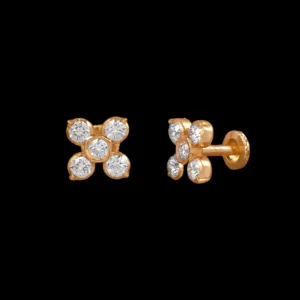 Four-Petal Floral Diamond Stud Earrings
