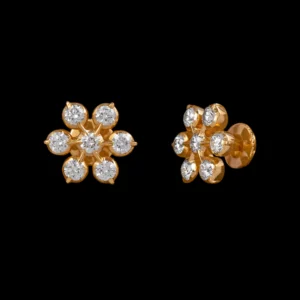 Six-Petal Floral Diamond Stud Earrings
