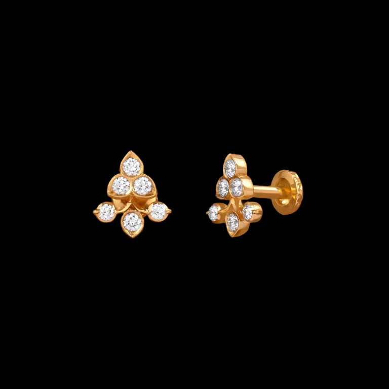 Tri-Petal Diamond Stud Earrings