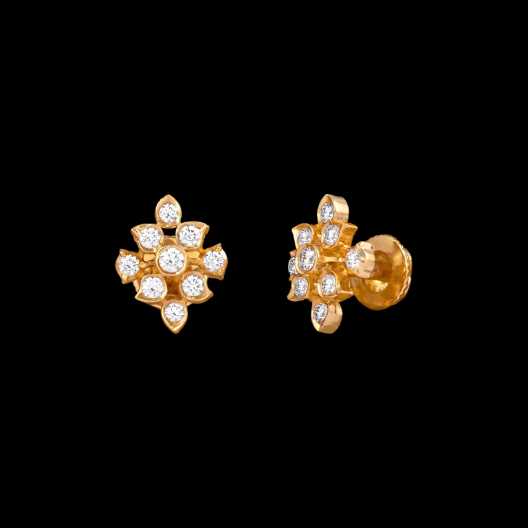 Classic Floral Diamond Stud Earrings