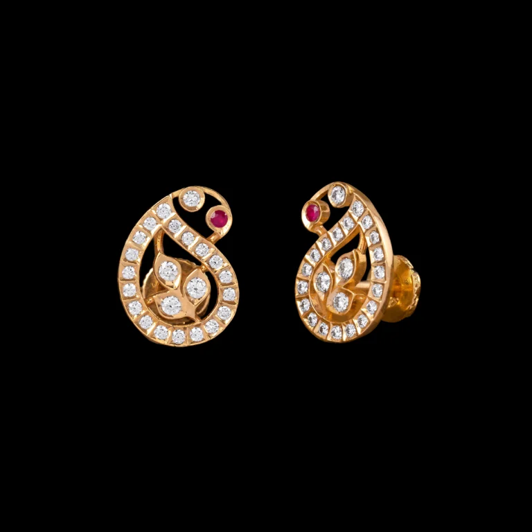 Paisley Ruby Accent Diamond Stud Earrings