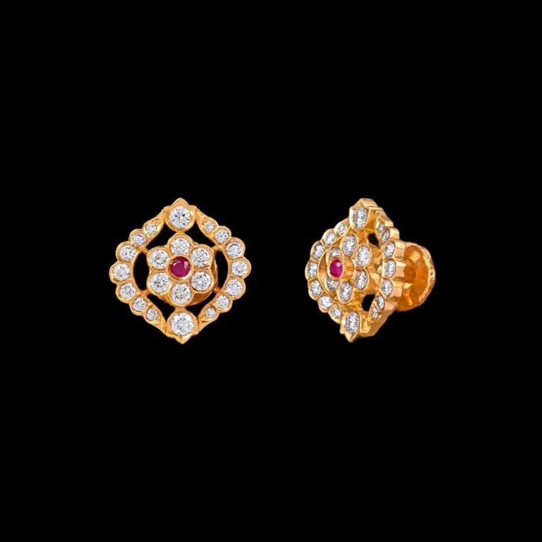 Ruby Centre Geometric Diamond Stud Earrings