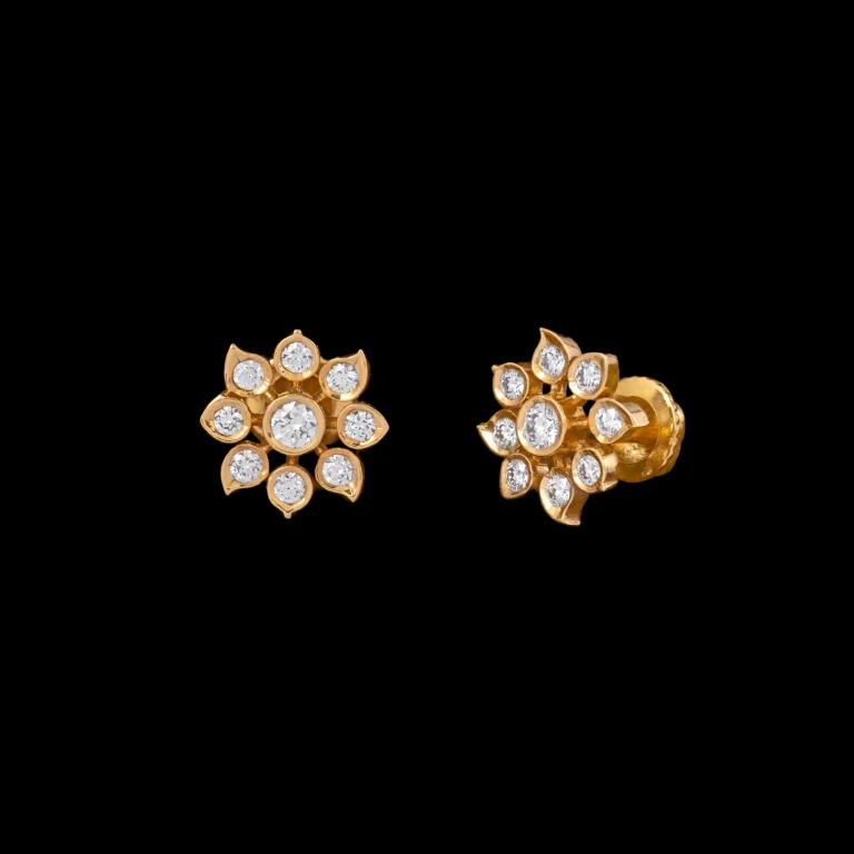 Rounded Floral Diamond Stud Earrings