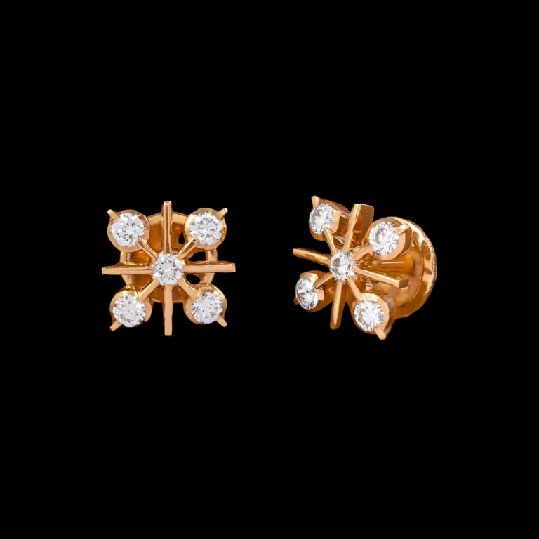 Modern Geometric Diamond Stud Earrings