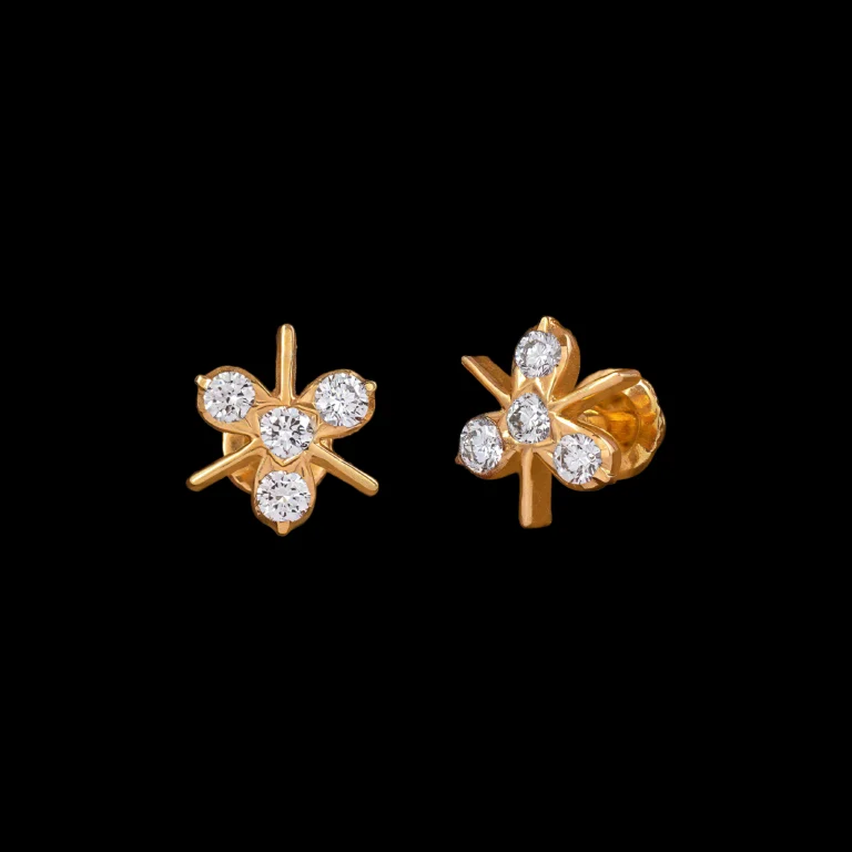 Abstract Linear Diamond Stud Earrings