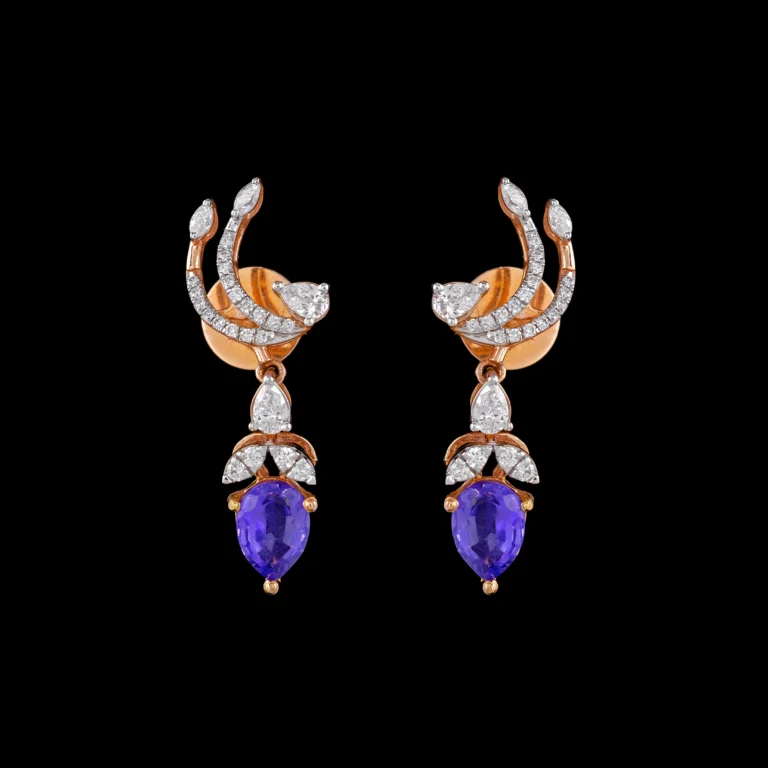 Teardrop Gemstone Diamond Drop Earrings