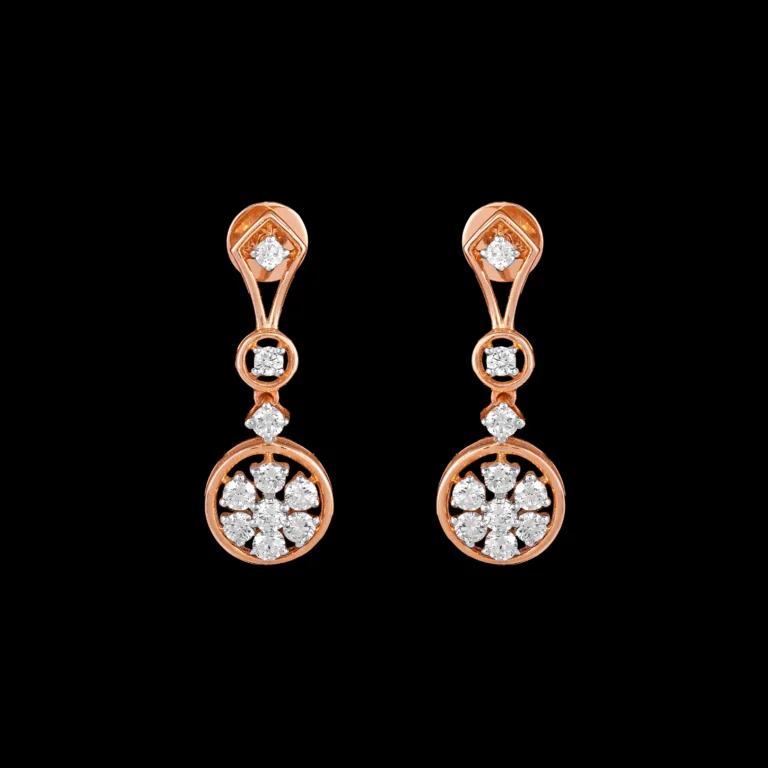 Geometric Rose-Gold Diamond Drop Earrings