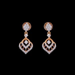 Layered Leaf Diamond Dangle Earrings
