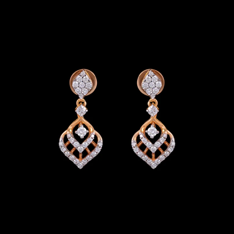 Layered Leaf Diamond Dangle Earrings