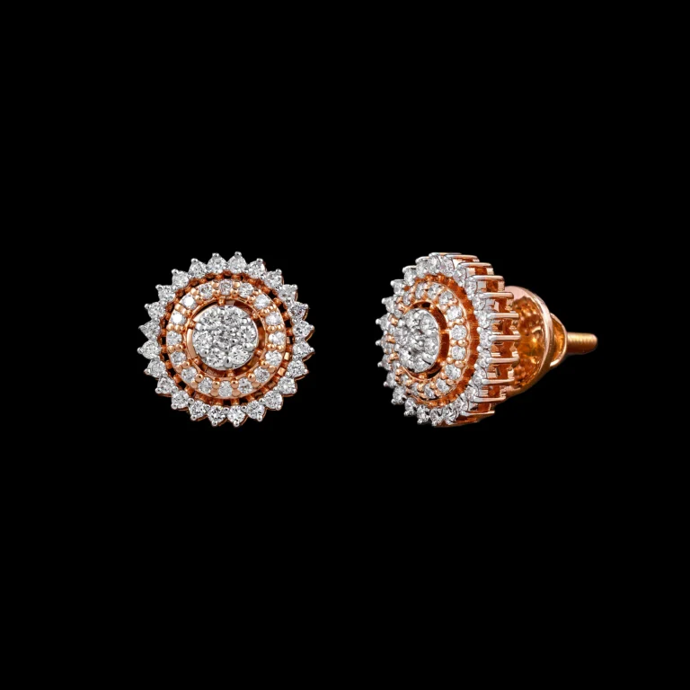 Round Halo Diamond Stud Earrings