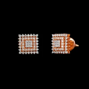 Square Halo Diamond Stud Earrings