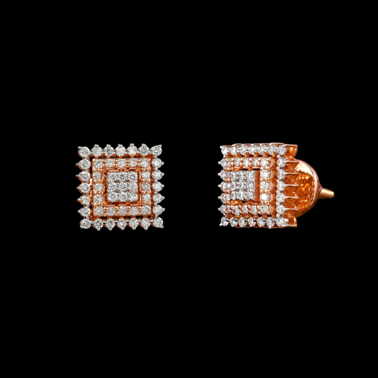 Square Halo Diamond Stud Earrings