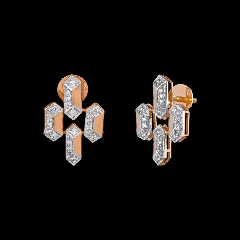 Baguette-Style Geometric Diamond Stud Earrings