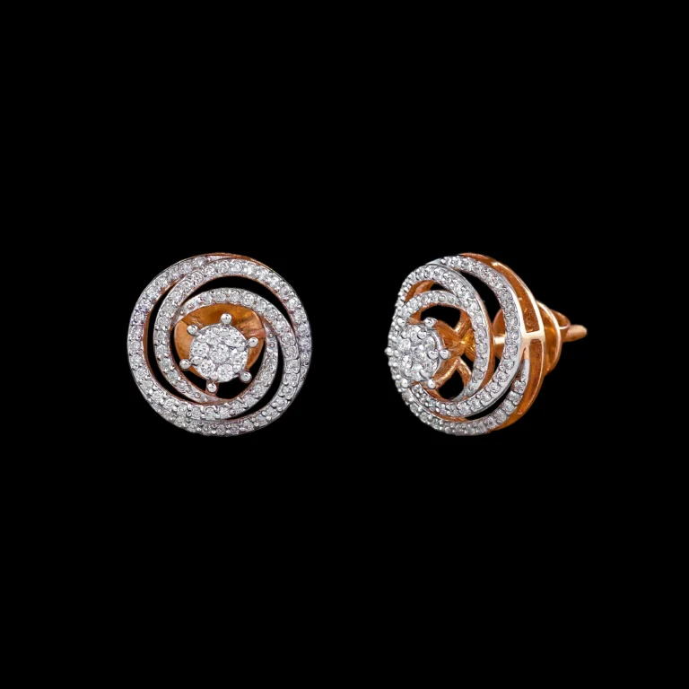 Spiral Circular Diamond Stud Earrings