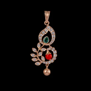Ruby Emerald Leaf Vine Diamond Pendant